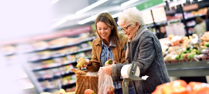 Carer shopping with elderly client