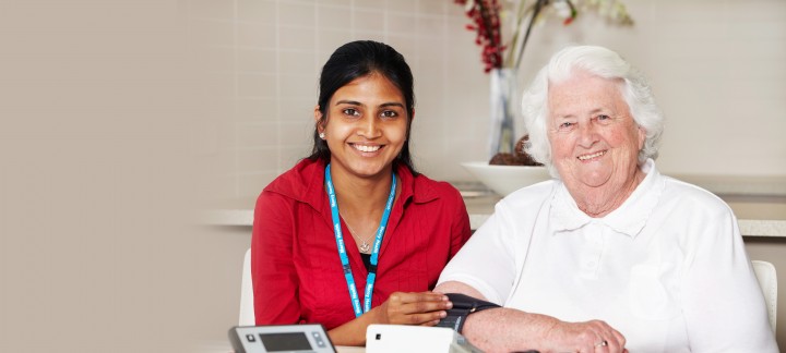 Mercy Health Home Care nurse with elderly woman